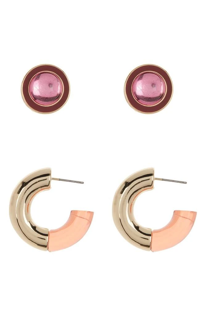 商品Nordstrom|Set of 2 Enamel Stud & Hoop Earrings,价格¥79,第1张图片