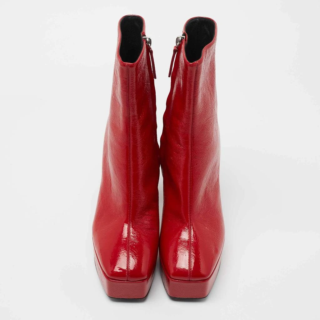 商品[二手商品] Giuseppe Zanotti|Giuseppe Zanotti Red Leather Morgana Square Toe Ankle Boots Size 39,价格¥2959,第3张图片详细描述
