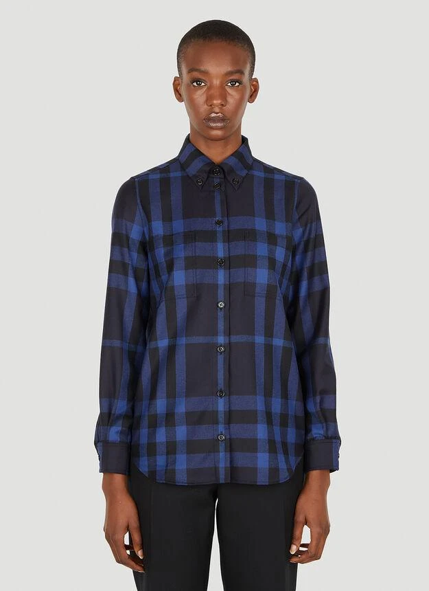 商品Burberry|Anette Check Shirt in Blue,价格¥7282,第1张图片