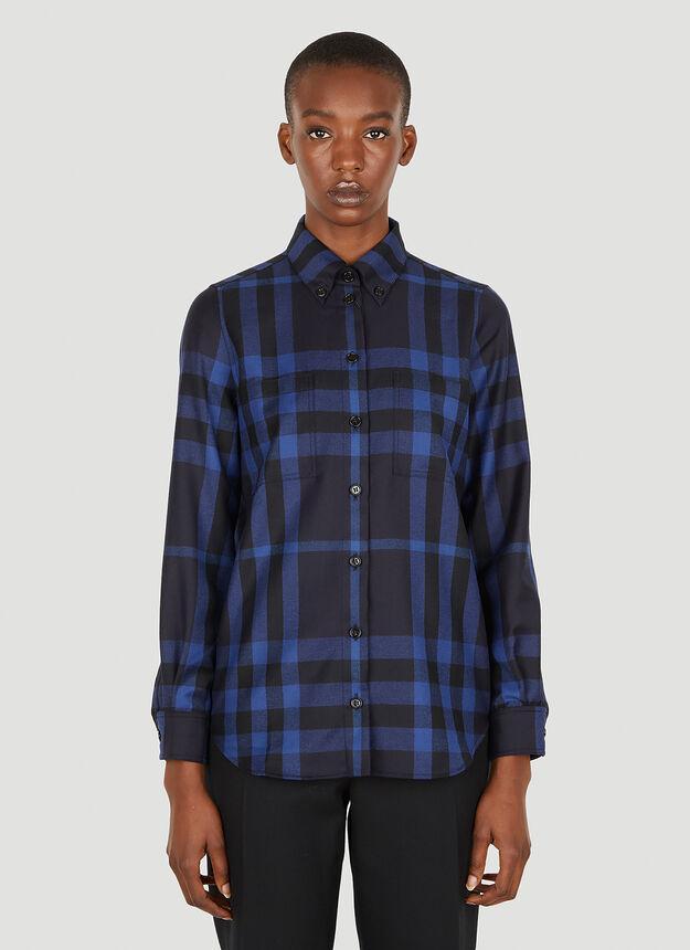 商品Burberry|Anette Check Shirt in Blue,价格¥6502,第1张图片