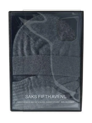 商品Saks Fifth Avenue|2-Piece Ribbed-Cuff Cashmere Beanie & Gloves Set,价格¥223,第2张图片详细描述