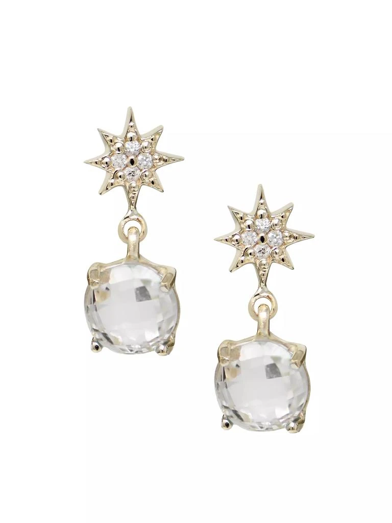 商品Anzie|Aztec North Star 14K Yellow Gold, Clear Topaz &amp; 0.04 TCW Diamond Drop Earrings,价格¥4308,第1张图片