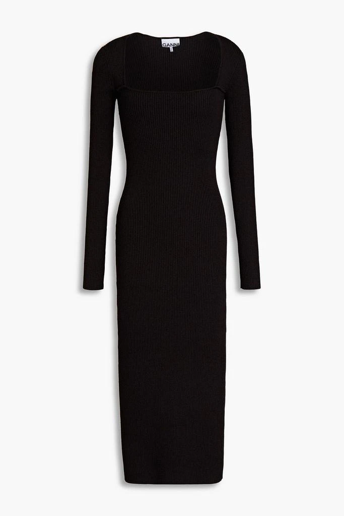 商品Ganni|Ribbed-knit midi dress,价格¥906,第3张图片详细描述