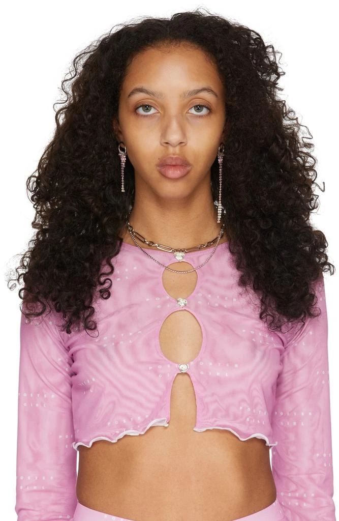 商品Justine Clenquet|SSENSE Exclusive Silver & Pink Shanon Earrings,价格¥829,第3张图片详细描述