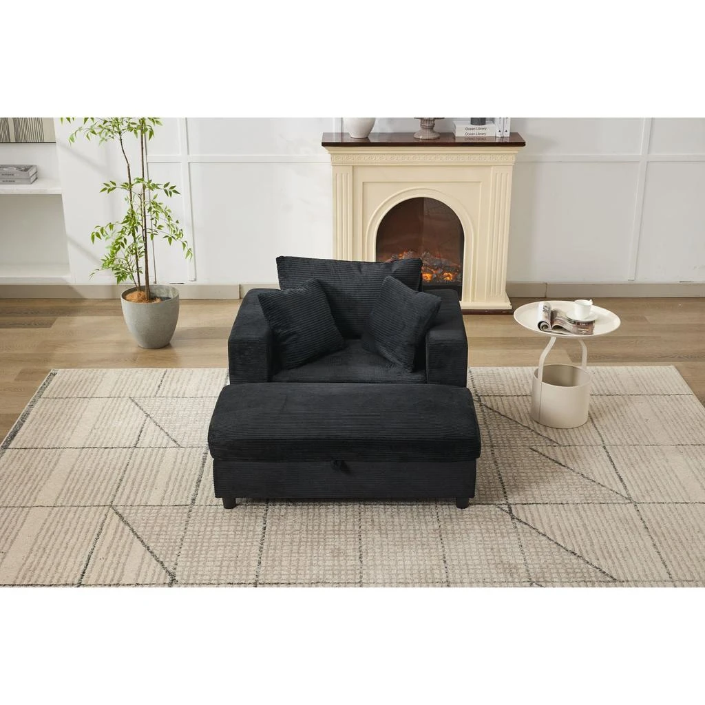 商品Streamdale Furniture|Streamdale Chaise Lounge Chair with Ottoman & Pillows,价格¥3229,第4张图片详细描述