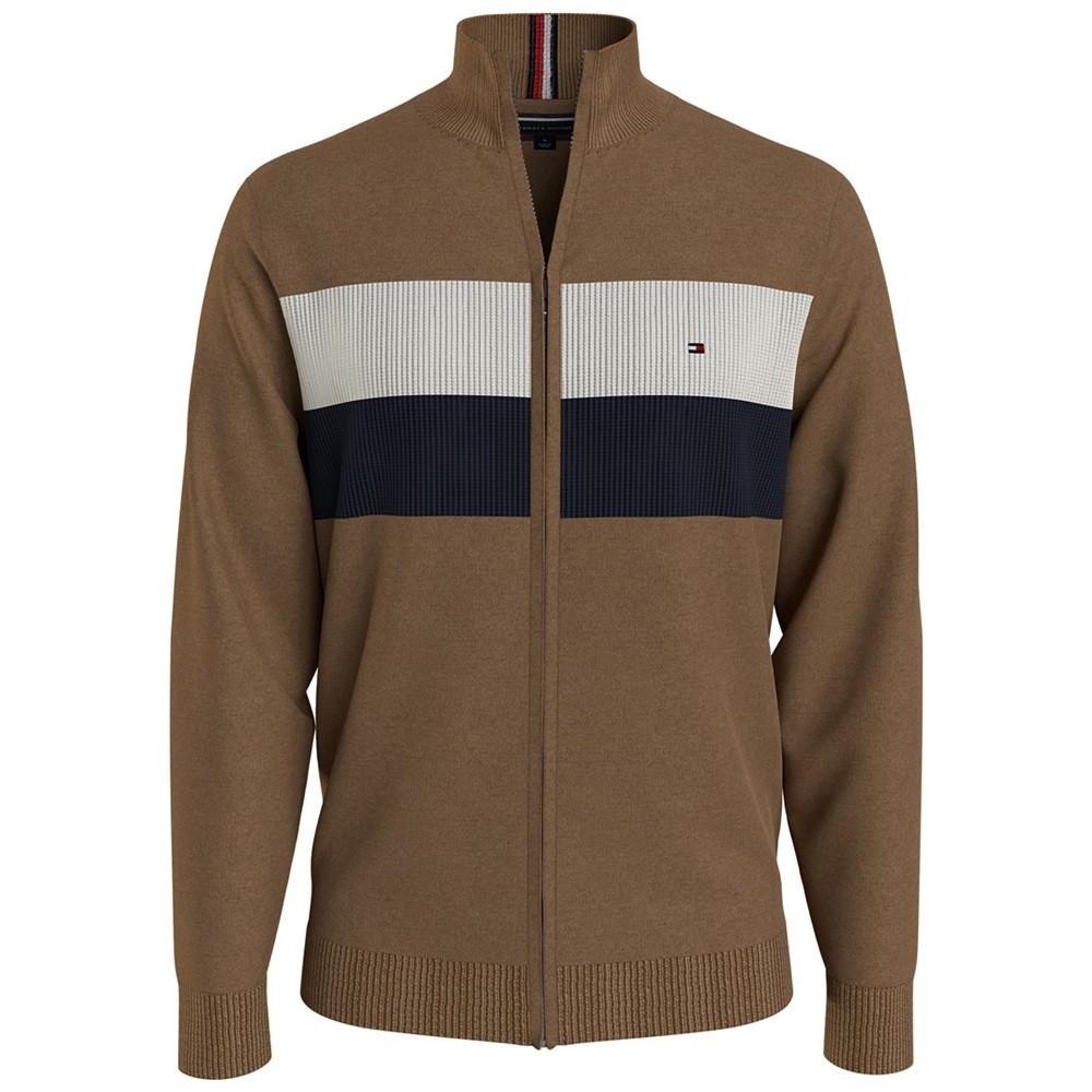 Men's Colorblocked Stripe Full-Zip Sweater商品第1张图片规格展示