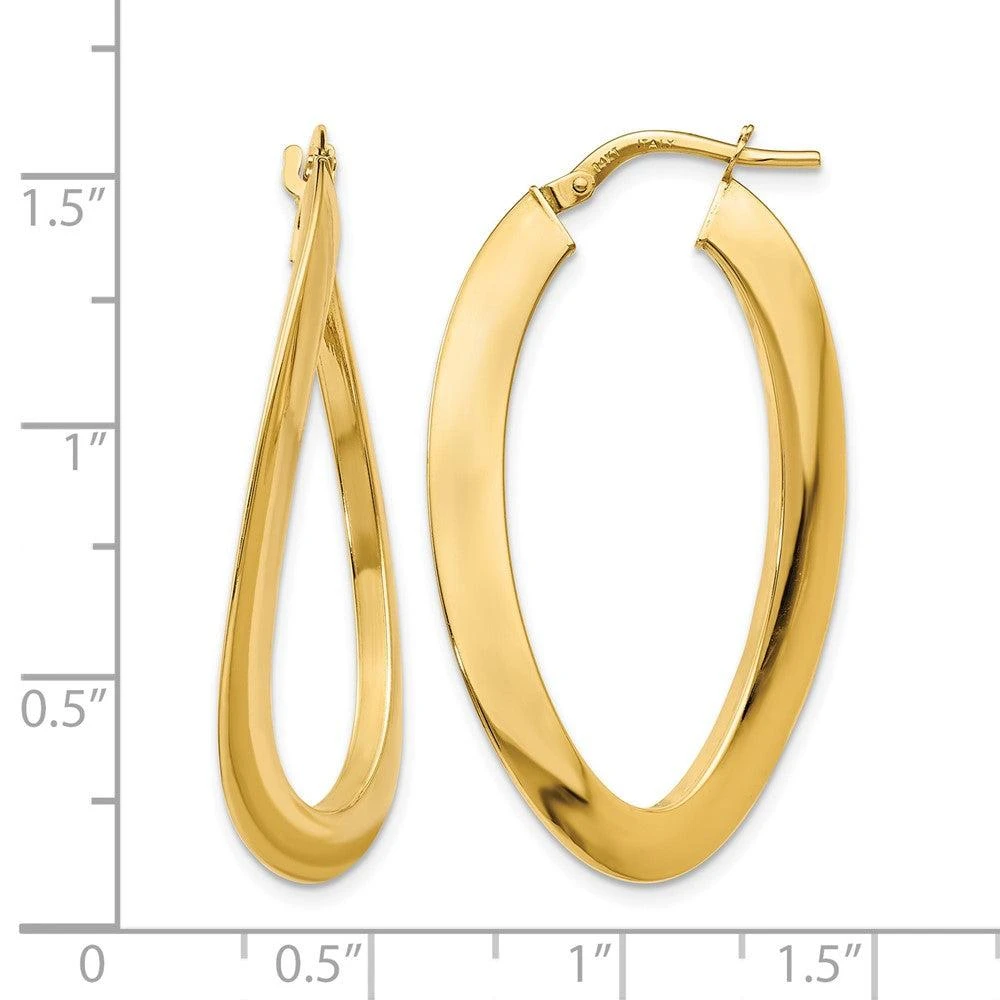 商品Diamond2Deal|14K Yellow Gold Oval Twisted Hoop Earrings 38mm,价格¥6617,第4张图片详细描述