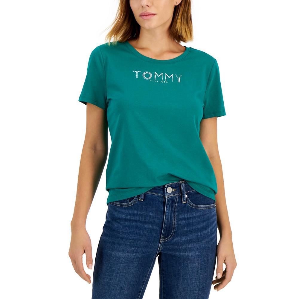 商品Tommy Hilfiger|Women's Crew-Neck Rhinestone-Embellished T-Shirt,价格¥327,第1张图片