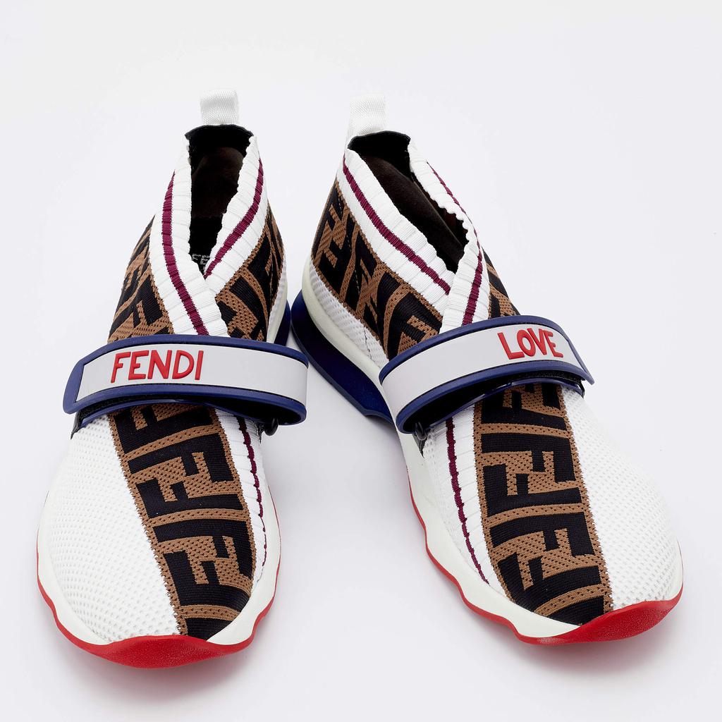 Fendi Multicolor Knit Fabric Rockoko Sneakers Size 39商品第4张图片规格展示