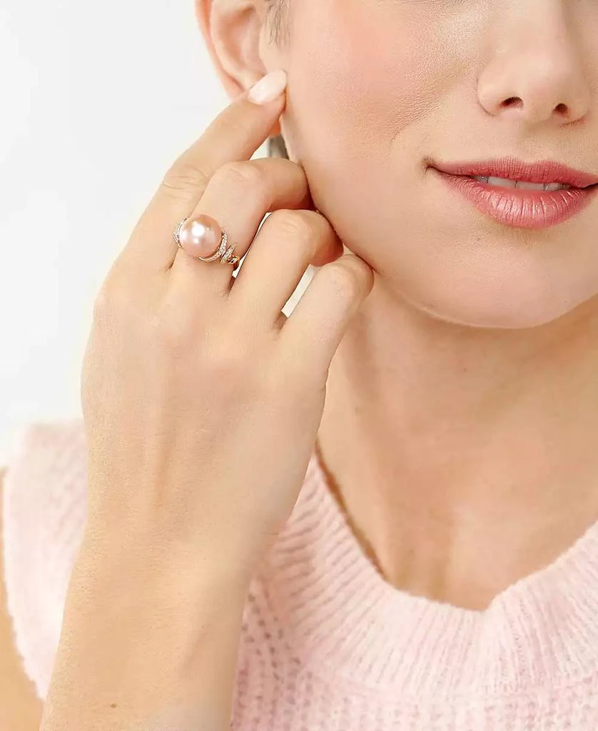 商品Honora|Cultured Pink Ming Pearl (13mm) & Diamond (1/8 ct. t.w.) Ring in 14k Rose Gold,价格¥17418,第3张图片详细描述