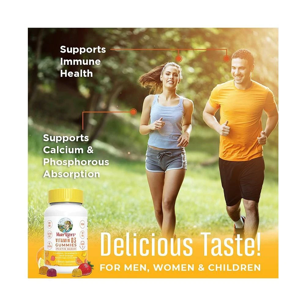 商品MaryRuth Organics|Vitamin D3 Gummies, Strawberry, Org, 60 ct,价格¥187,第3张图片详细描述