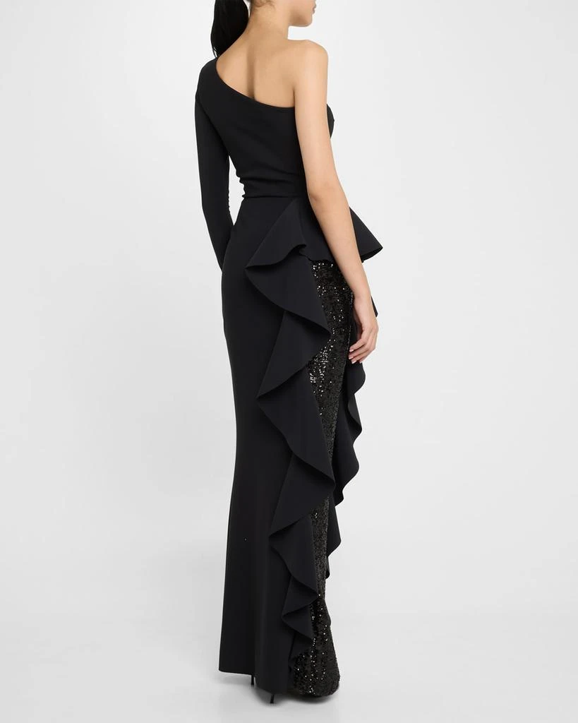 商品Chiara Boni|One-Shoulder Sequin Skirt Ruffle Gown,价格¥11581,第3张图片详细描述