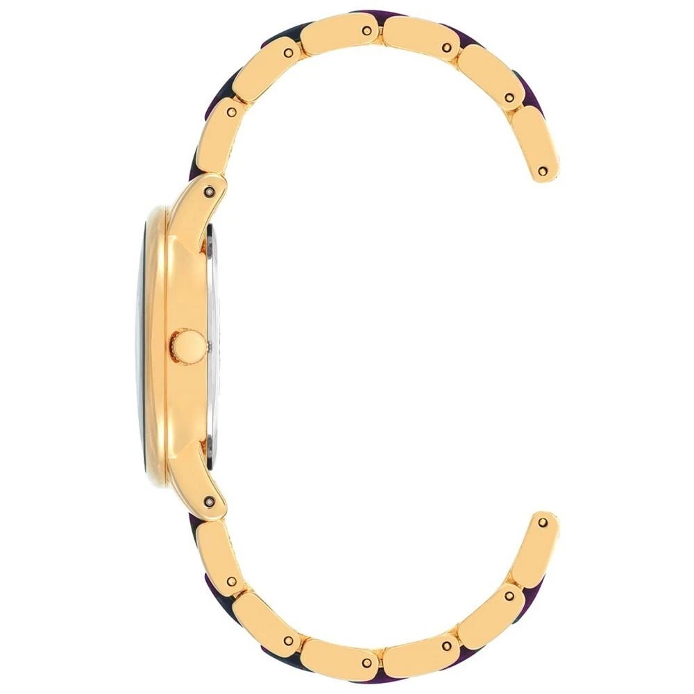 商品Anne Klein|Women's Three-Hand Quartz Rose Gold-Tone Alloy with Navy and Purple Resin Bracelet Watch, 32mm,价格¥561,第2张图片详细描述