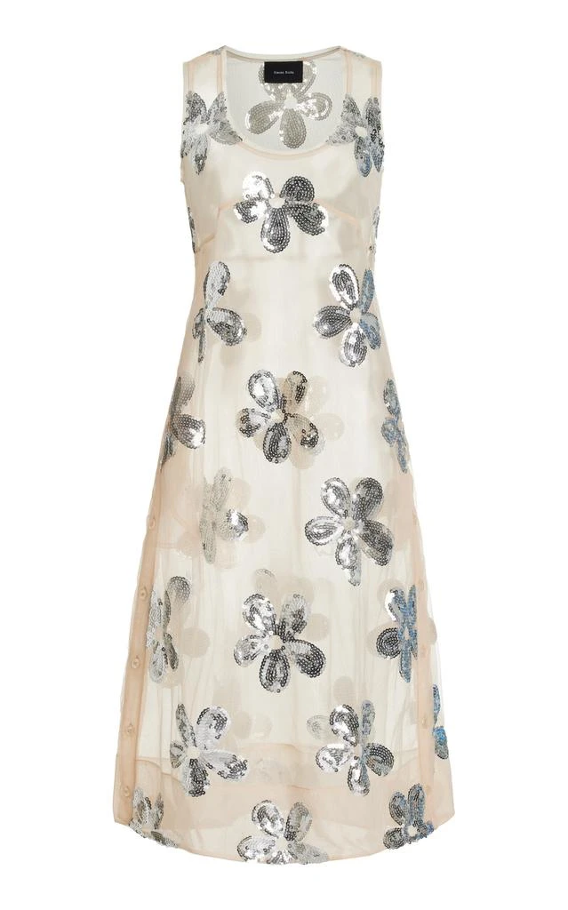 商品Simone Rocha|Simone Rocha - Women's Floral-Sequined Chiffon Midi Slip Dress - Neutral - UK 6 - Moda Operandi,价格¥6925,第1张图片