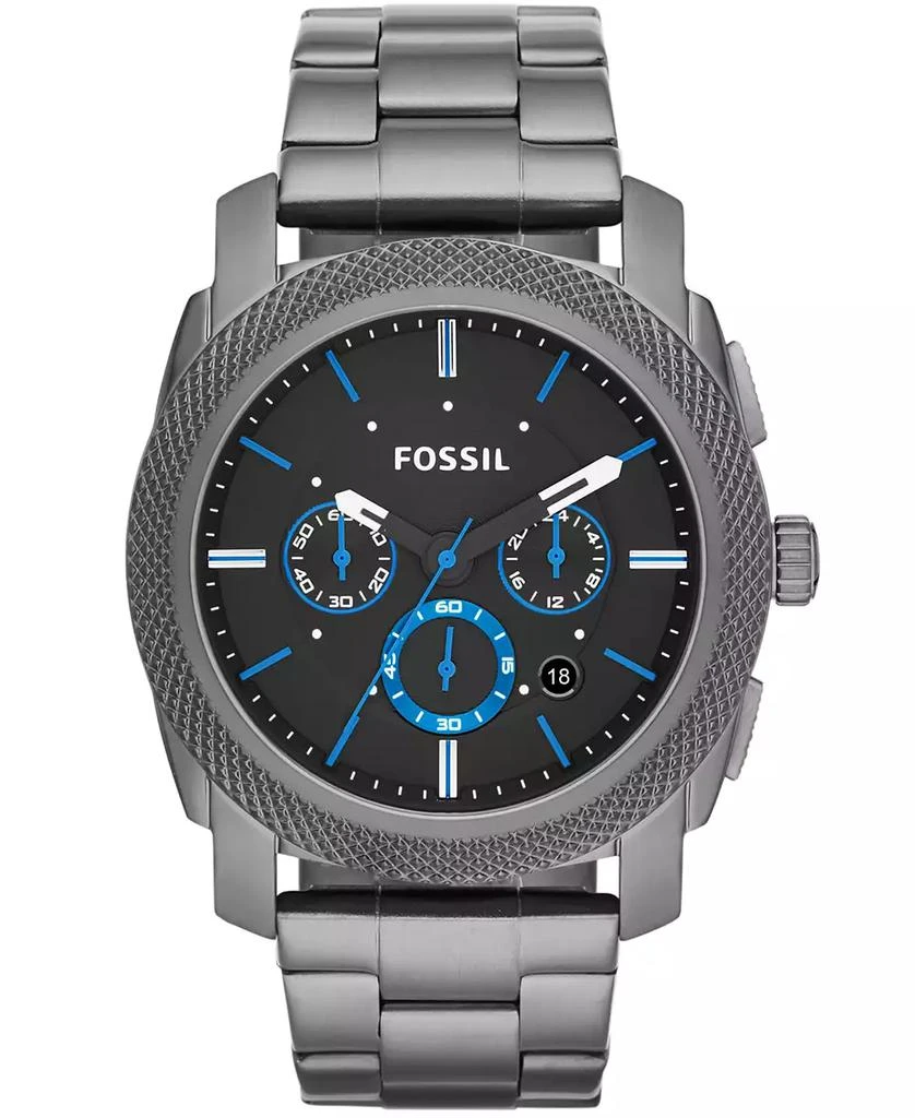 商品Fossil|Men's Chronograph Machine Smoke-Tone Stainless Steel Bracelet Watch 45mm FS4931,价格¥1421,第1张图片