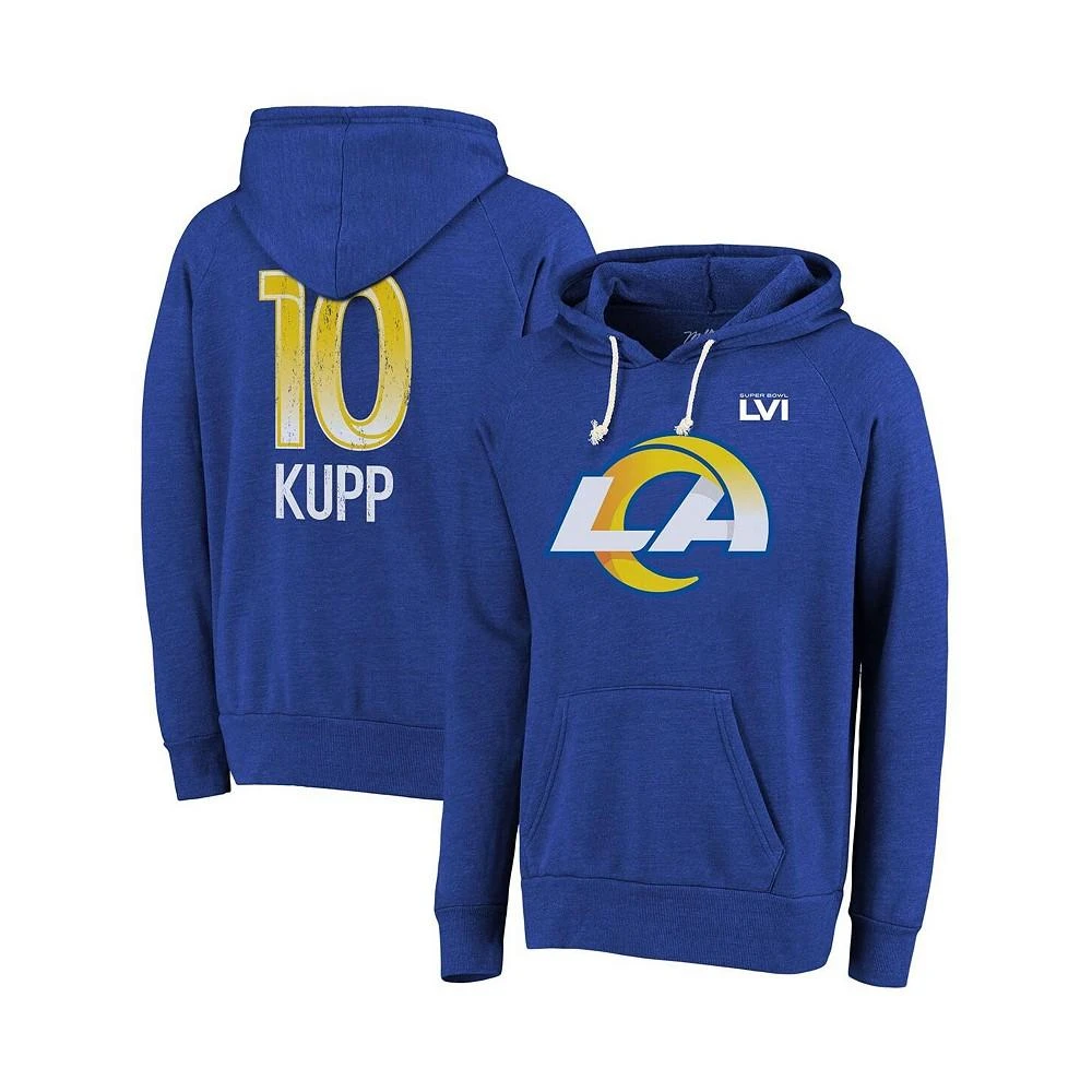 商品Majestic|Men's Cooper Kupp Royal Los Angeles Rams Super Bowl LVI Bound Name and Number Pullover Hoodie,价格¥508,第1张图片