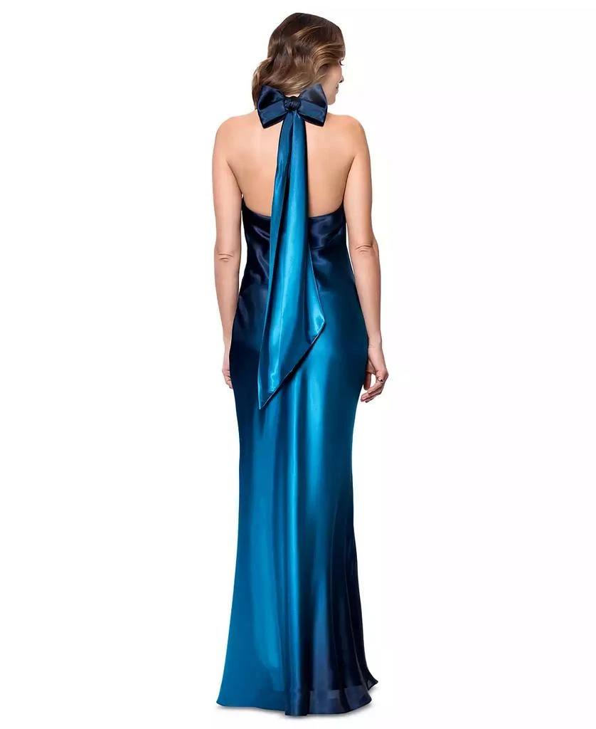 商品Betsy & Adam|Women's Ombre Sleeveless Draped Halter Gown,价格¥1998,第4张图片详细描述