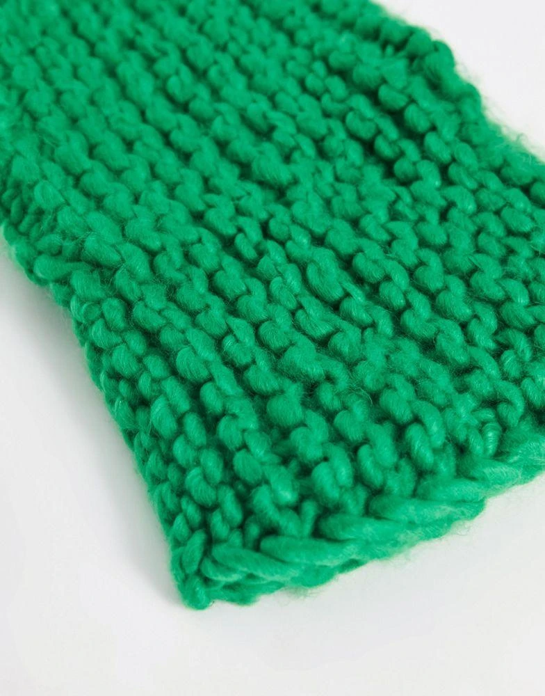 商品COLLUSION|COLLUSION Unisex chunky crochet knit balaclava in green,价格¥93,第2张图片详细描述