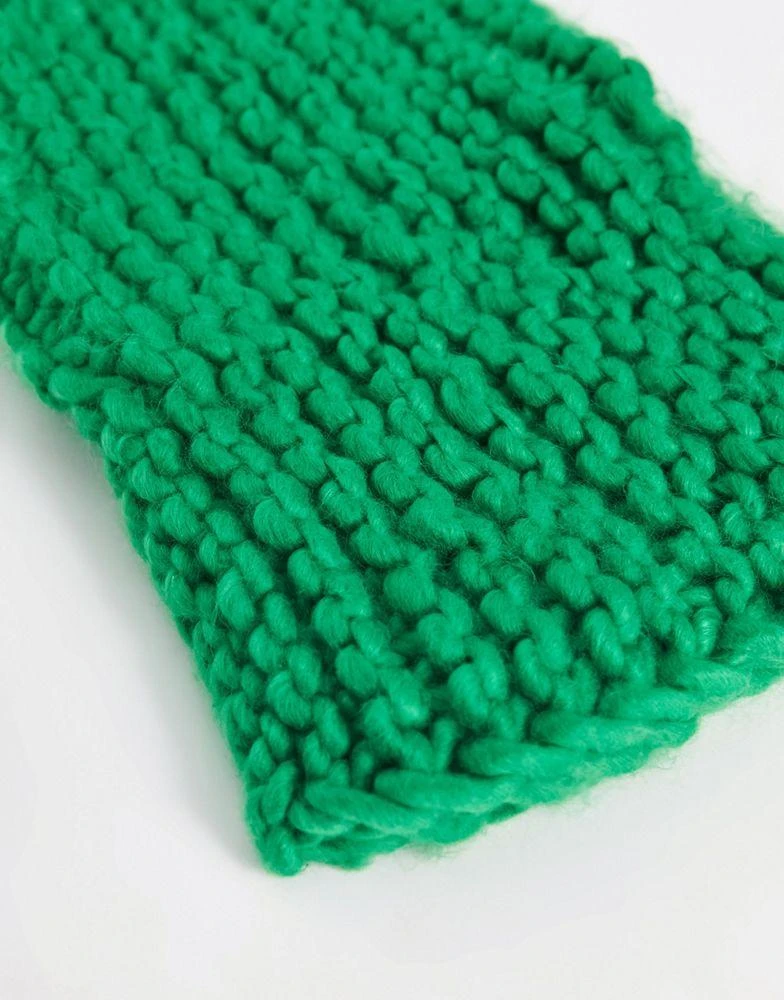 商品COLLUSION|COLLUSION Unisex chunky crochet knit balaclava in green,价格¥95,第2张图片详细描述