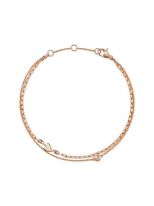 商品hyeres-lor|Colombe dOr 14K Double Chain Bracelet Dia_PinkGold,价格¥2820,第1张图片