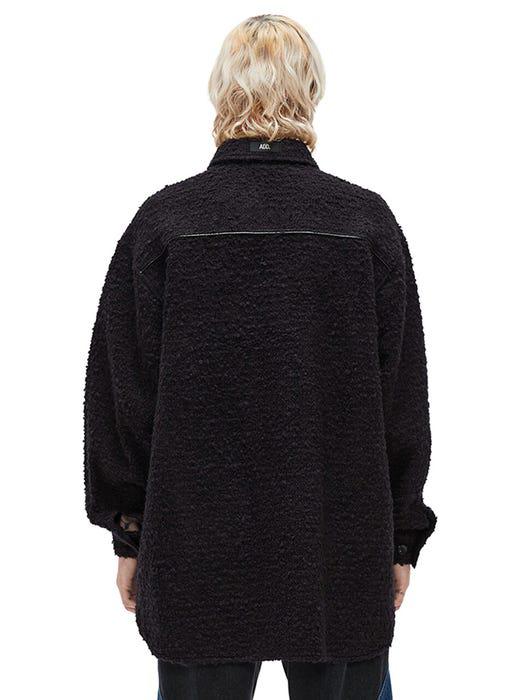 Wool Blend Boucle Avantgarde Shirt Jacket Black商品第5张图片规格展示