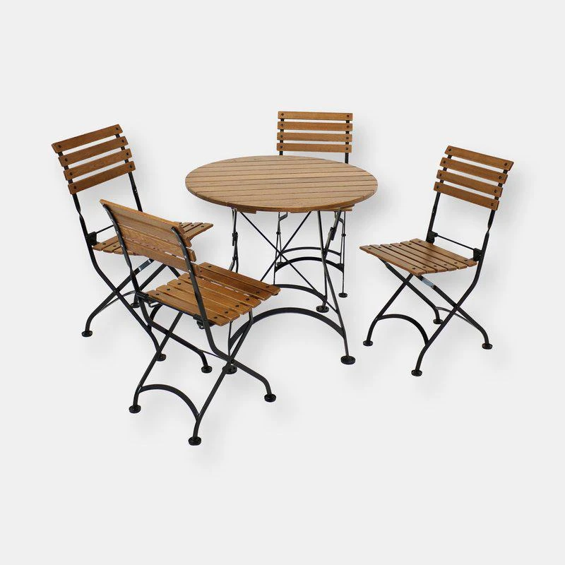 商品Sunnydaze Decor|European Chestnut Wood Folding Bistro Table and Chairs Set,价格¥5467,第1张图片