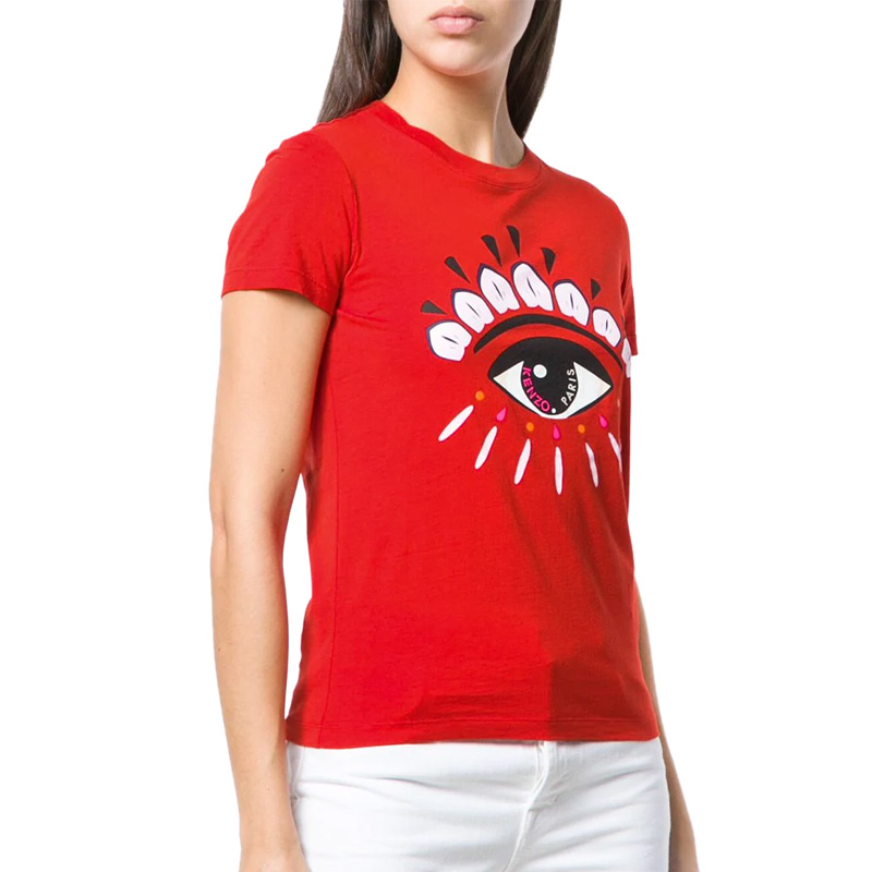 SS19 Kenzo 高田贤三 女士红色全棉圆领眼睛短袖T恤 F952TS7334YD-21商品第4张图片规格展示