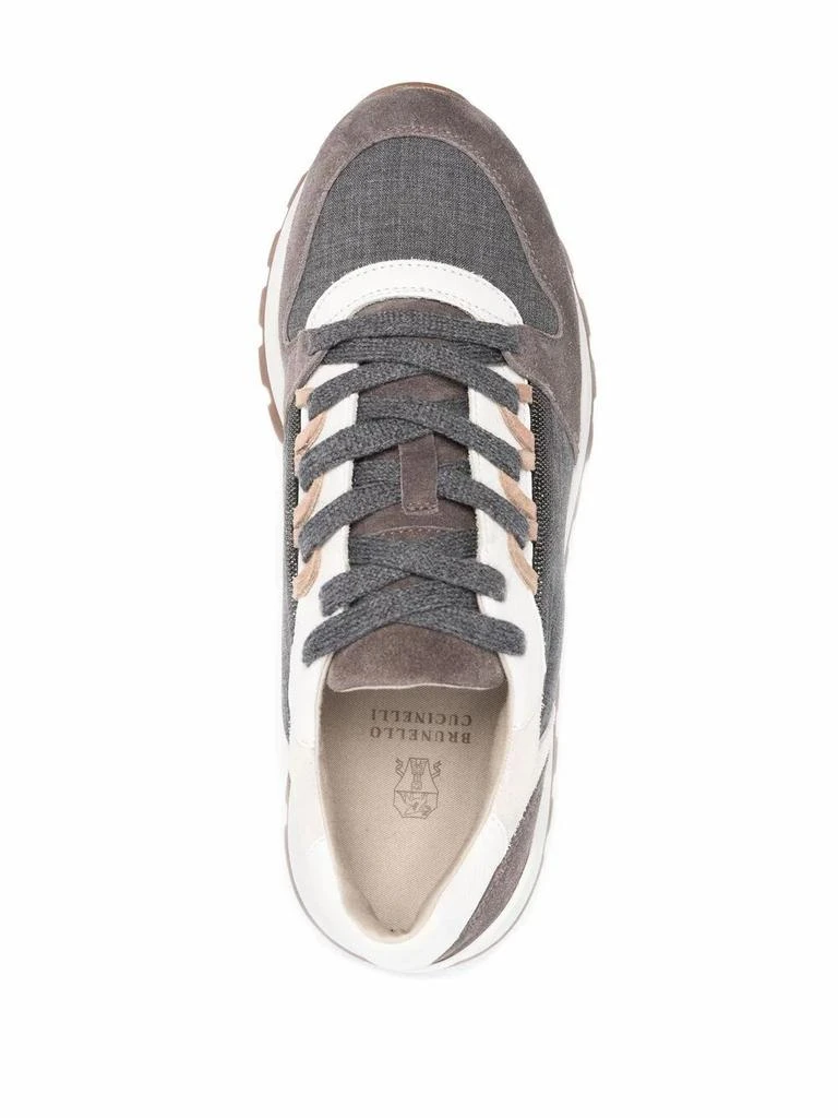 商品Brunello Cucinelli|Brunello Cucinelli Women&#39;s  Grey Leather Sneakers,价格¥6752,第4张图片详细描述
