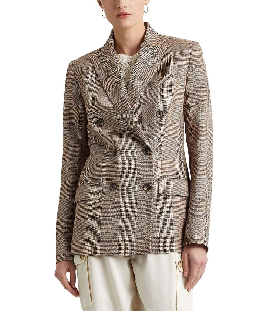 商品Ralph Lauren|Glen Plaid Linen Double-Breasted Blazer,价格¥2566,第1张图片