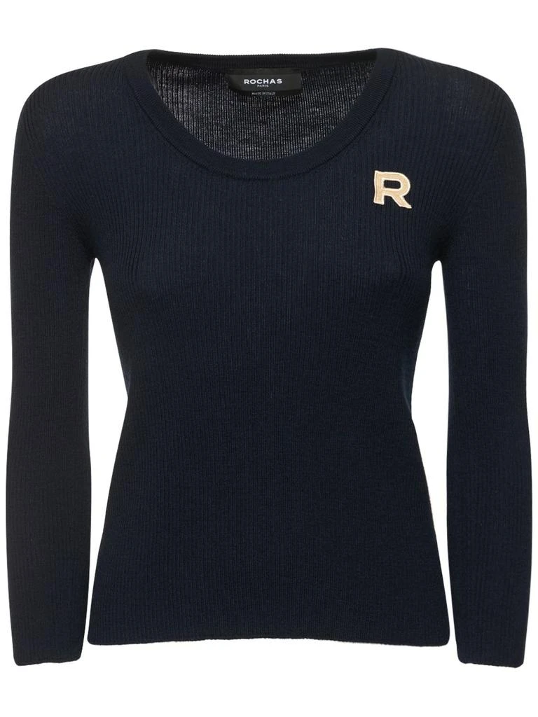 商品ROCHAS|Rib Knit Wool Top W/ Logo,价格¥2315,第1张图片