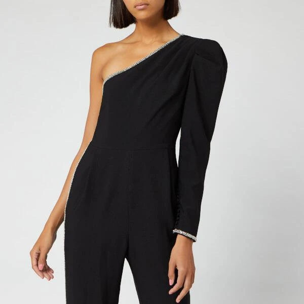 商品Self Portrait|Self-Portrait Women's One Shoulder Crepe Jumpsuit - Black,价格¥663,第3张图片详细描述