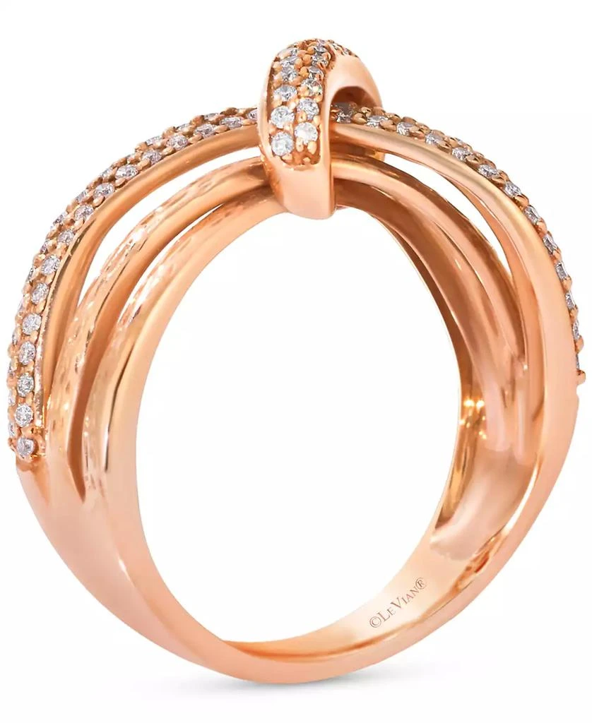 商品Le Vian|Vanilla Diamond Textured Knot Crossover Ring (3/8 ct. t.w.) in 14k Rose Gold,价格¥8097,第2张图片详细描述