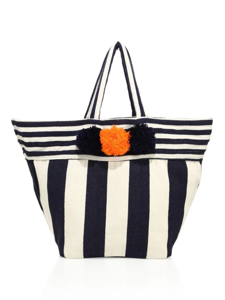 商品JADEtribe|Valerie Striped Beach Pom-Pom Tote,价格¥486,第1张图片