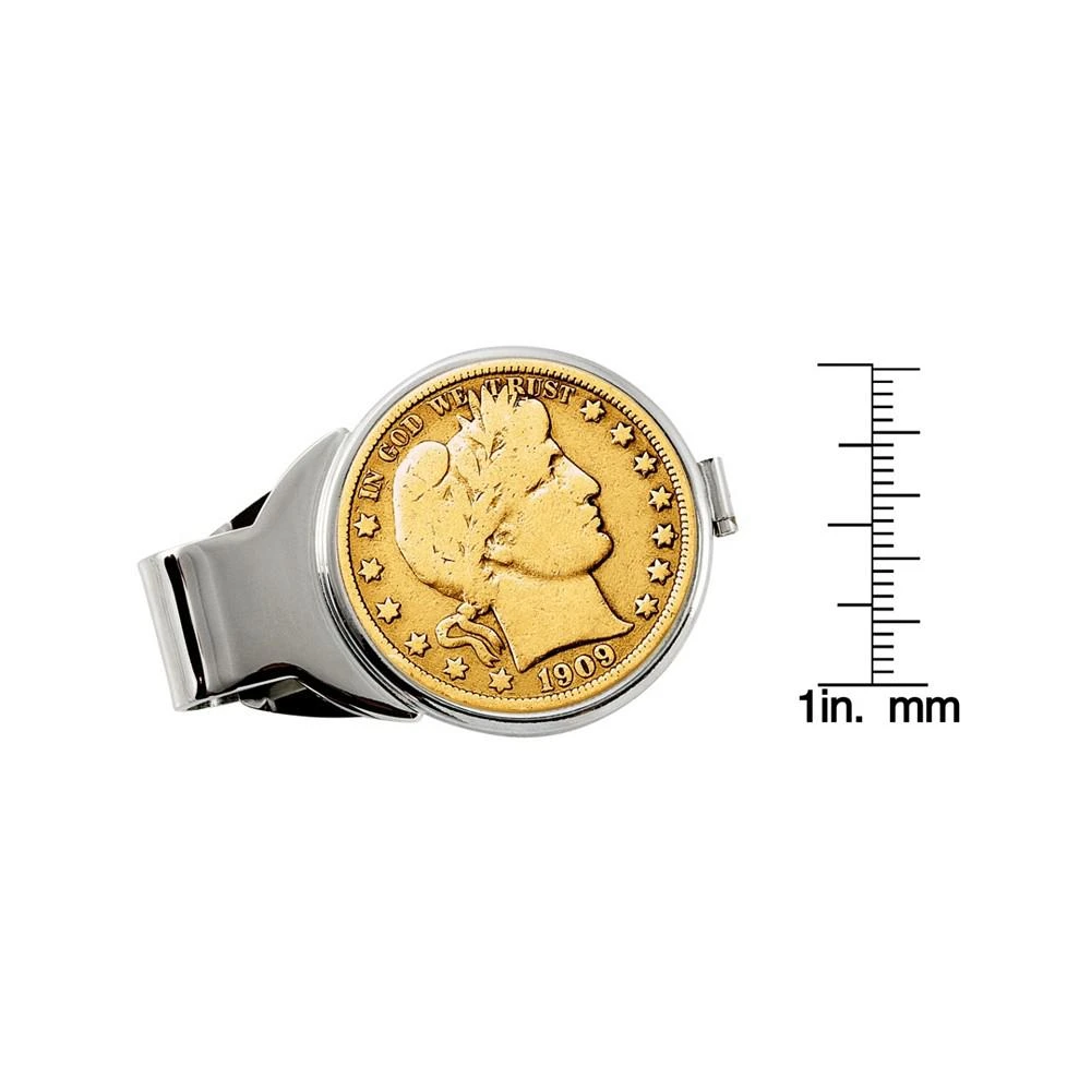 商品American Coin Treasures|Men's Gold-Layered Silver Barber Half Dollar Coin Money Clip,价格¥658,第3张图片详细描述