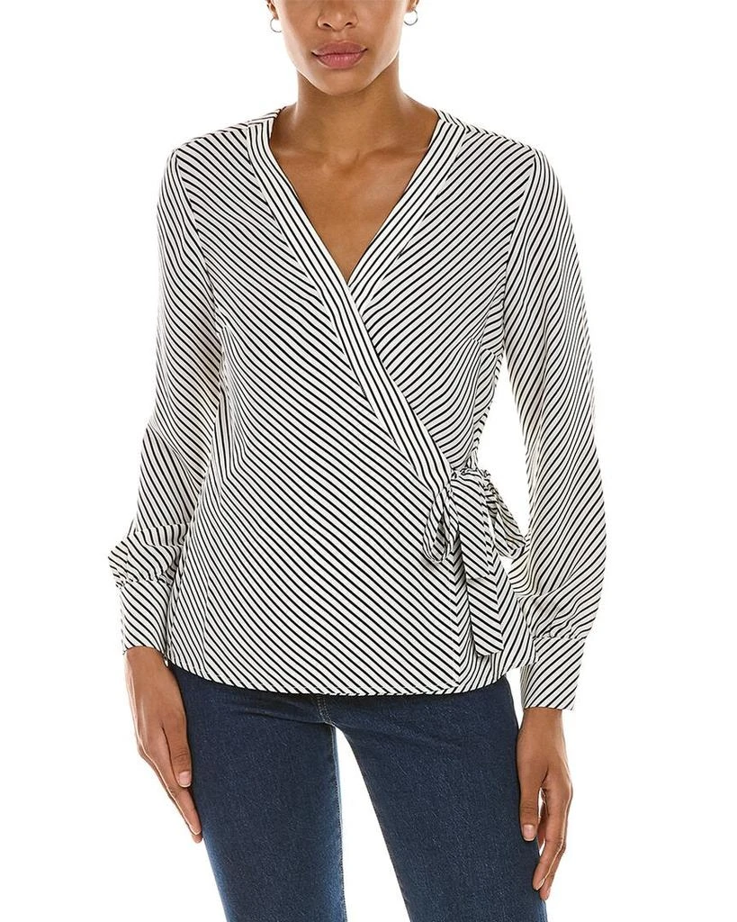 商品Vince Camuto|Vince Camuto Side Tie Diag Stripe Wrap Top,价格¥190,第1张图片