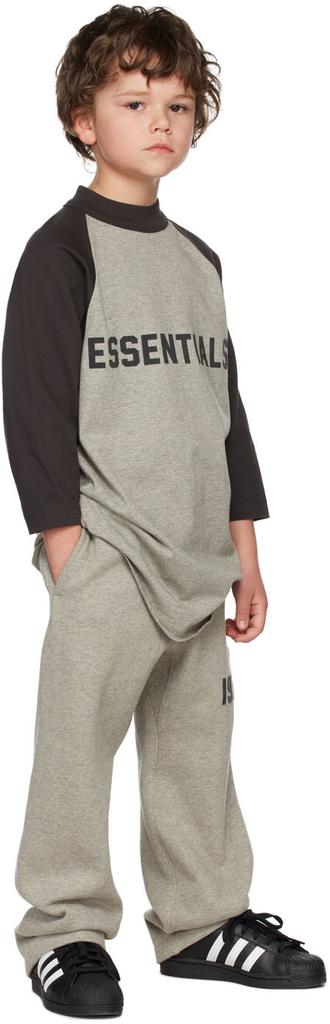 Kids Grey Three-Quarter Sleeve Baseball T-Shirt商品第1张图片规格展示