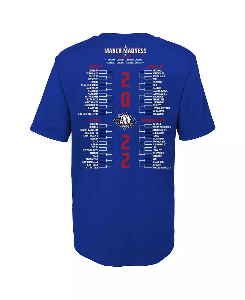 商品Outerstuff|Boys and Girls Preschool Royal Kansas Jayhawks 2022 NCAA Men's Basketball National Champions Bracket T-shirt,价格¥202,第3张图片详细描述