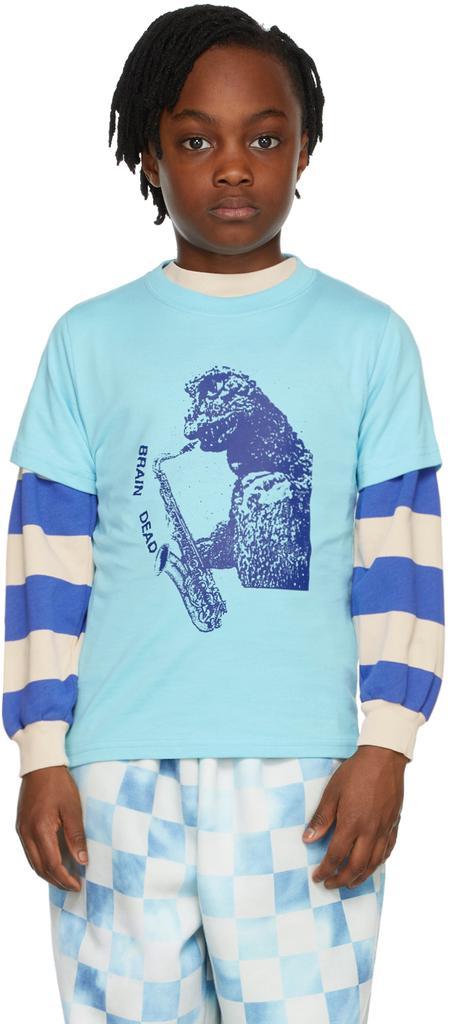 商品Brain Dead|SSENSE Exclusive Kids Blue Dino Jazz T-Shirt,价格¥286,第4张图片详细描述