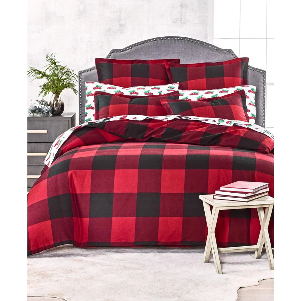 商品Martha Stewart|Buffalo Plaid Holiday Flannel Comforter, King, Created For Macy's,价格¥387,第4张图片详细描述