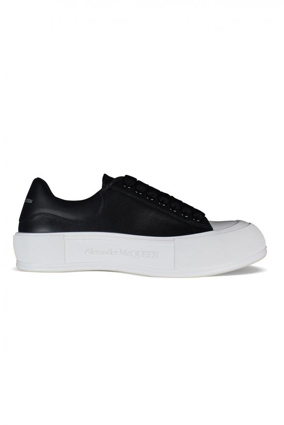 Women's Luxury Sneakers   Deck Plimsoll Alexander Mc Queen Low Sneakers In Black Leather商品第1张图片规格展示