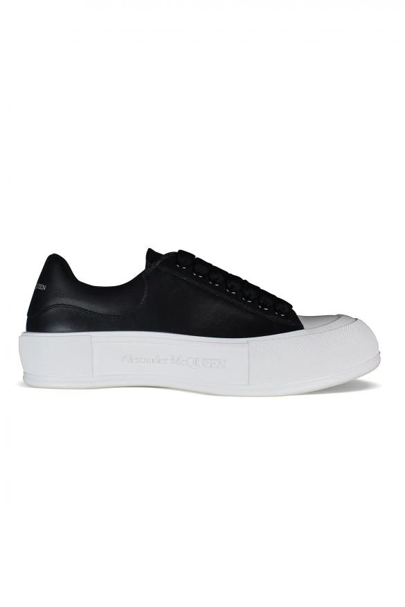 商品Alexander McQueen|Women's Luxury Sneakers   Deck Plimsoll Alexander Mc Queen Low Sneakers In Black Leather,价格¥2842,第1张图片