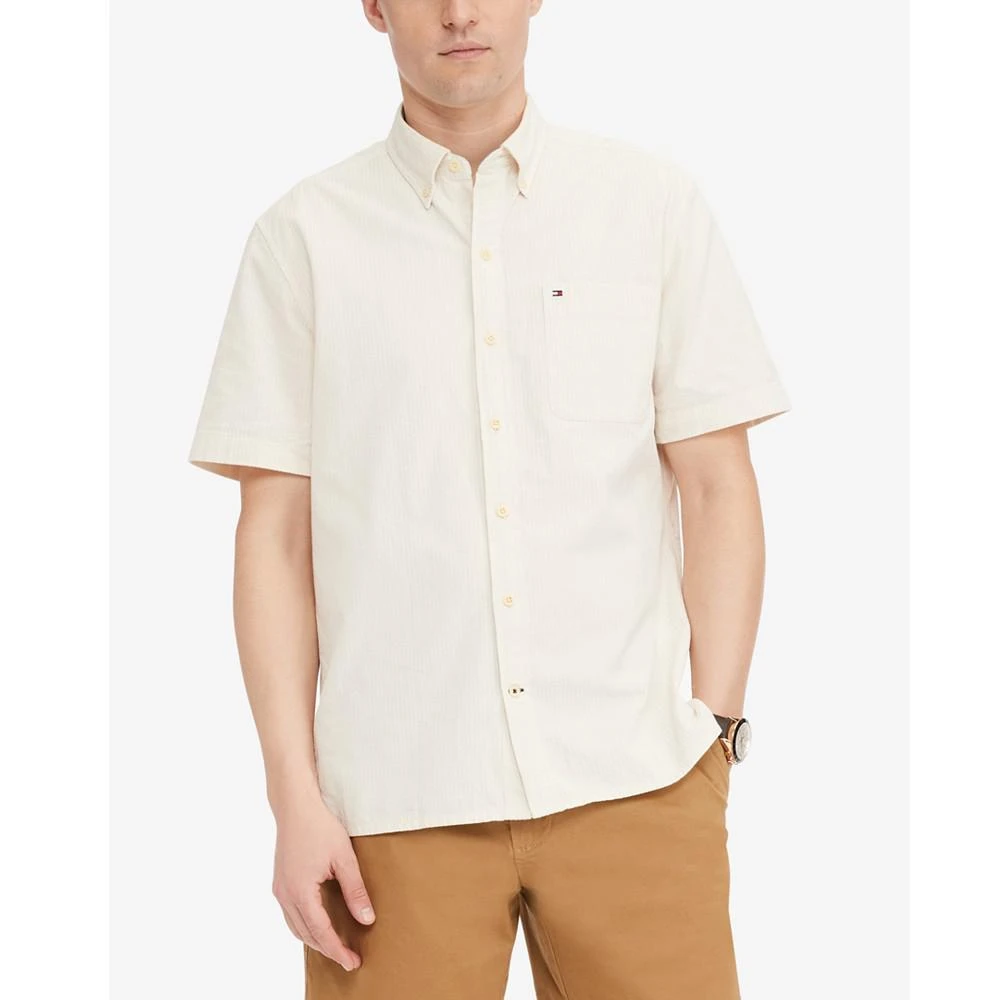 商品Tommy Hilfiger|Men's TH Flex Beach Seersucker Custom-Fit Shirt,价格¥186,第1张图片