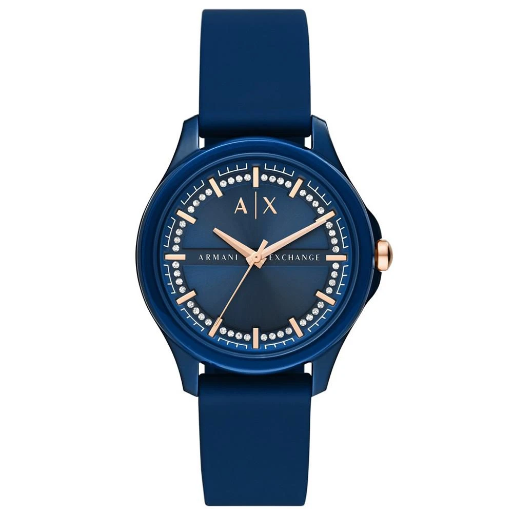 商品Armani Exchange|Women's in Navy with Silicone Strap Watch 38mm,价格¥674,第1张图片