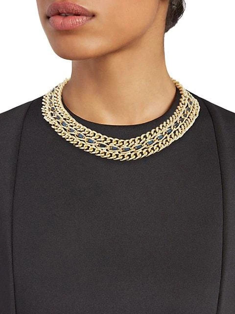 商品ROSANTICA|Greca Goldtone & Crystal Collar Necklace,价格¥4622,第2张图片详细描述