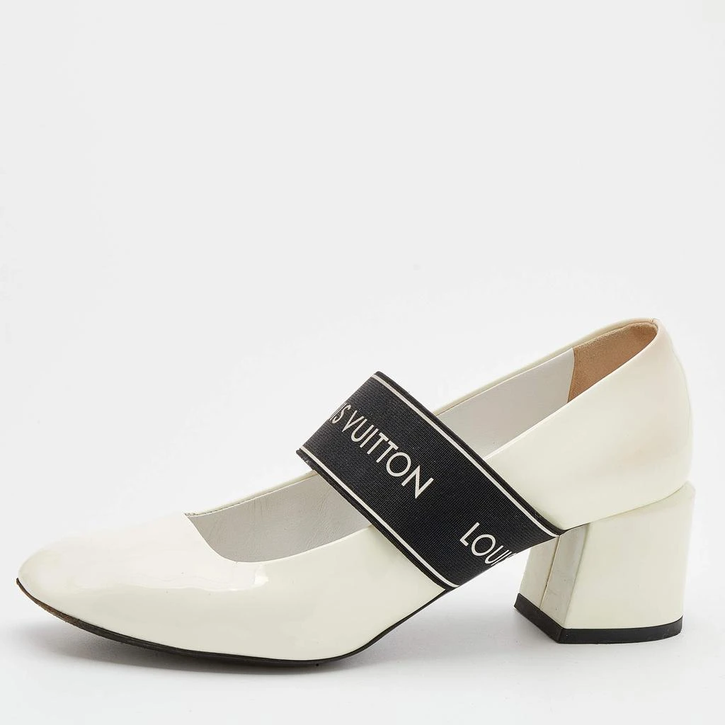 商品[二手商品] Louis Vuitton|Louis Vuitton White Patent Leather Block Heel Pumps Size 36.5,价格¥3317,第1张图片