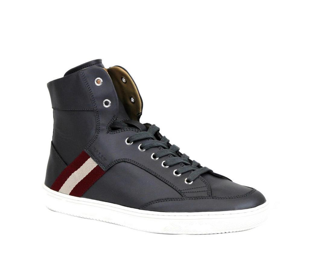 商品Bally|Bally Men's Dark Grey Calf Leather Hi-top Sneaker With Red Beige Oldani.o-225,价格¥3545,第1张图片