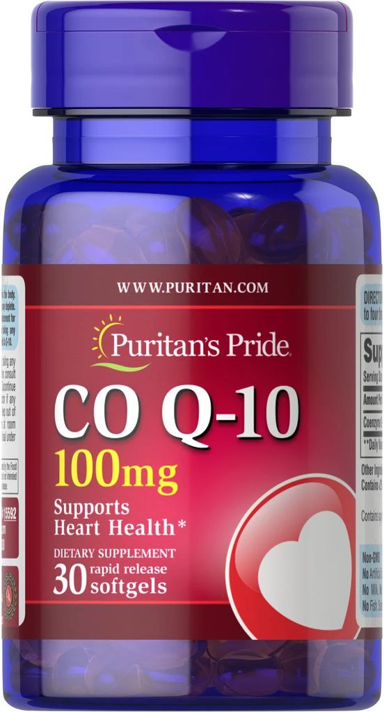 商品Puritan's Pride|辅酶Q10胶囊 心脏保健 100mg 30粒/瓶,价格¥82,第1张图片