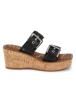 商品Sam Edelman|Anna Leather Wedge Sandals,价格¥277,第1张图片