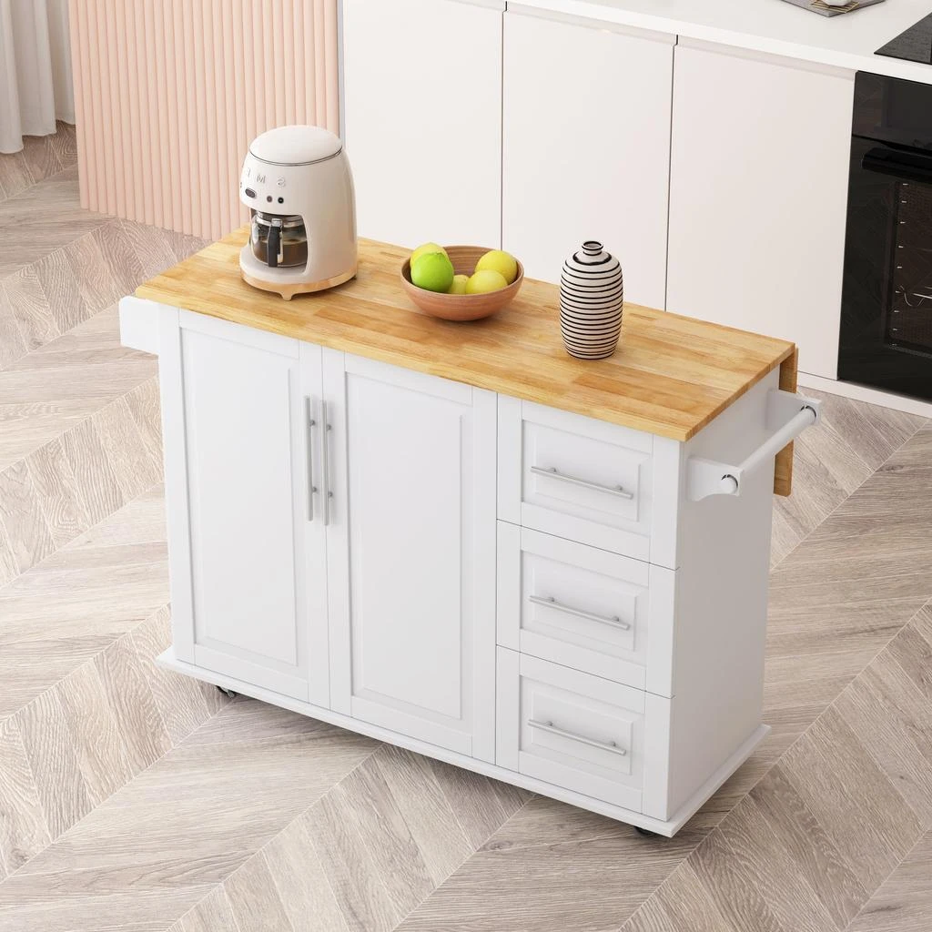 商品Streamdale Furniture|Streamdale Kitchen Island Cart With 2 Door Cabinet And Three Drawers,价格¥3066,第2张图片详细描述