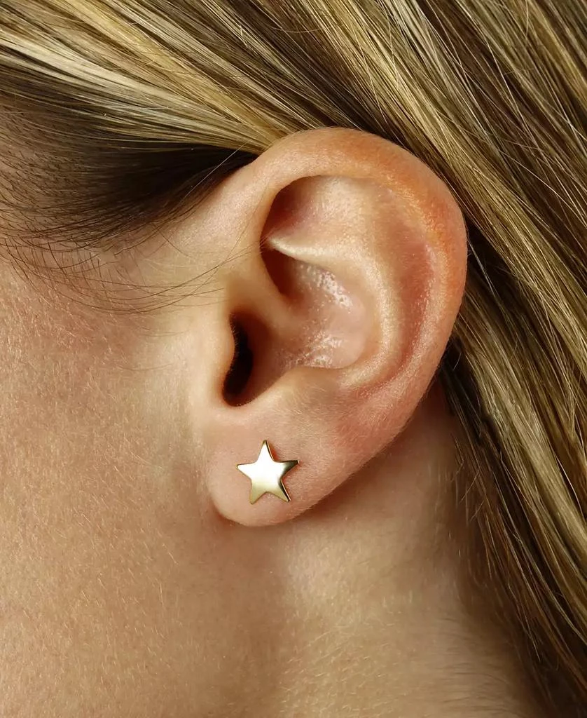 商品Macy's|Flat Star Stud Earrings Set in 14k White Or Yellow Gold,价格¥1496,第2张图片详细描述